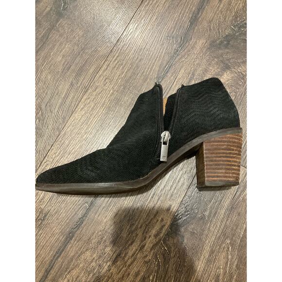 Lucky Brand Black Suede Booties with Zipper Size 7 - Picture 9 of 12